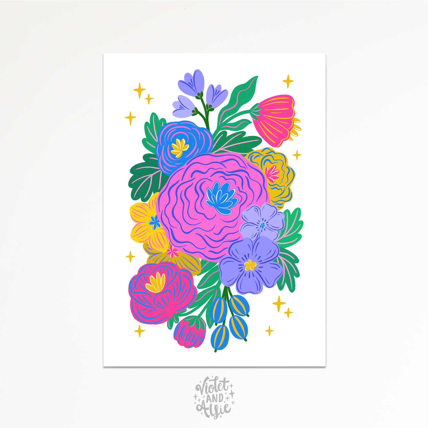 Colourful Flower Print - Maximalist Art