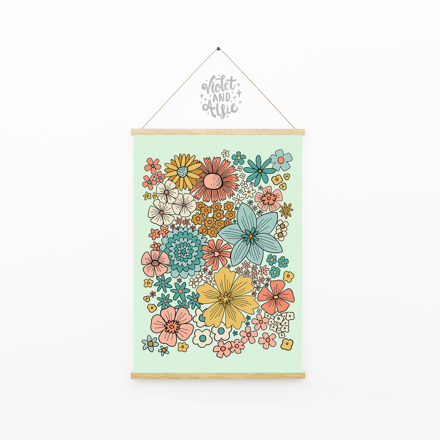 retro floral print, seventies flower wall art, vintage botanical decor, modern boho wall decor, flower illustration, seventies revival, retro kitsch decor, colourful botanical illustration, retro home decor prints, flower prints, maximalist home interior art