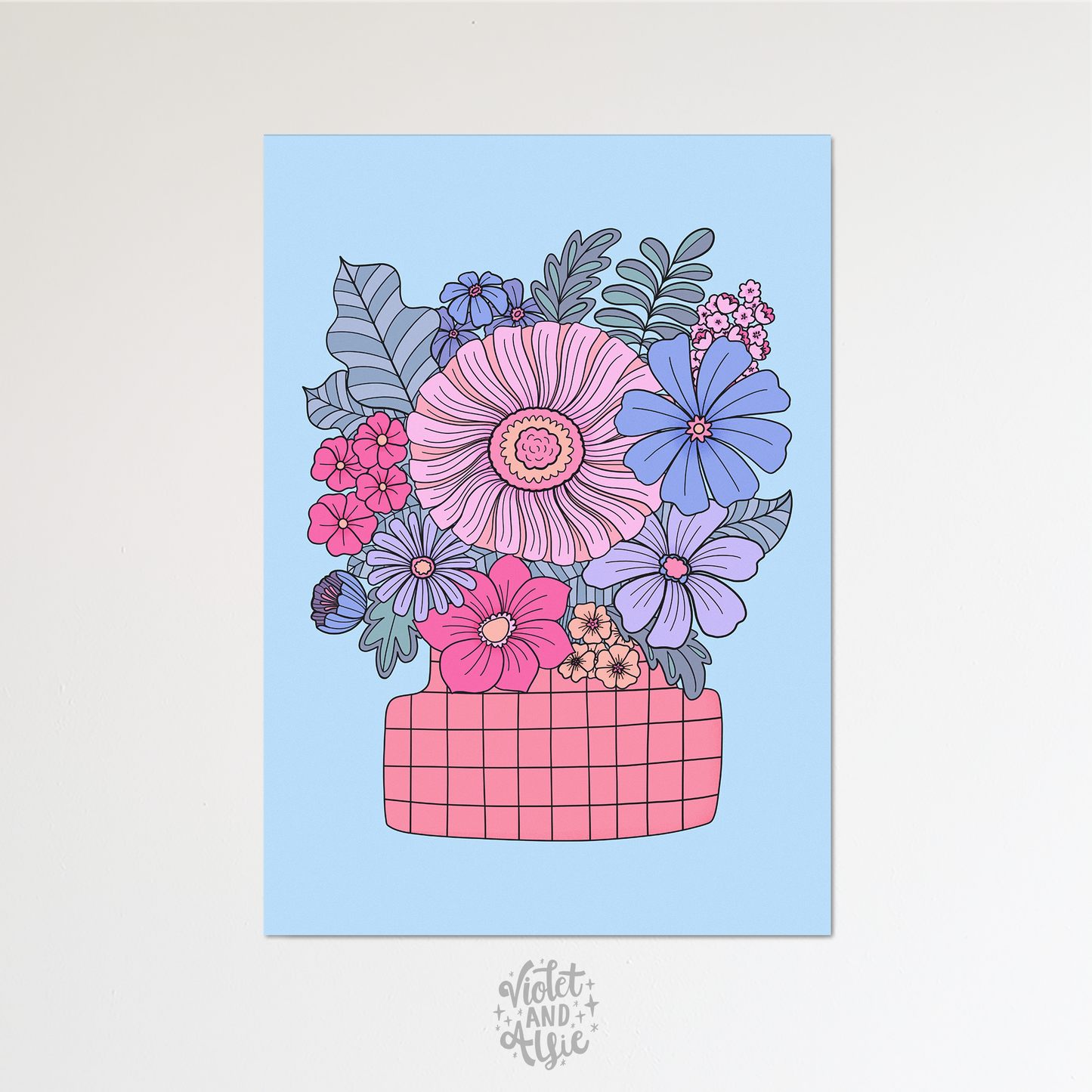 Retro Flower Vase Print