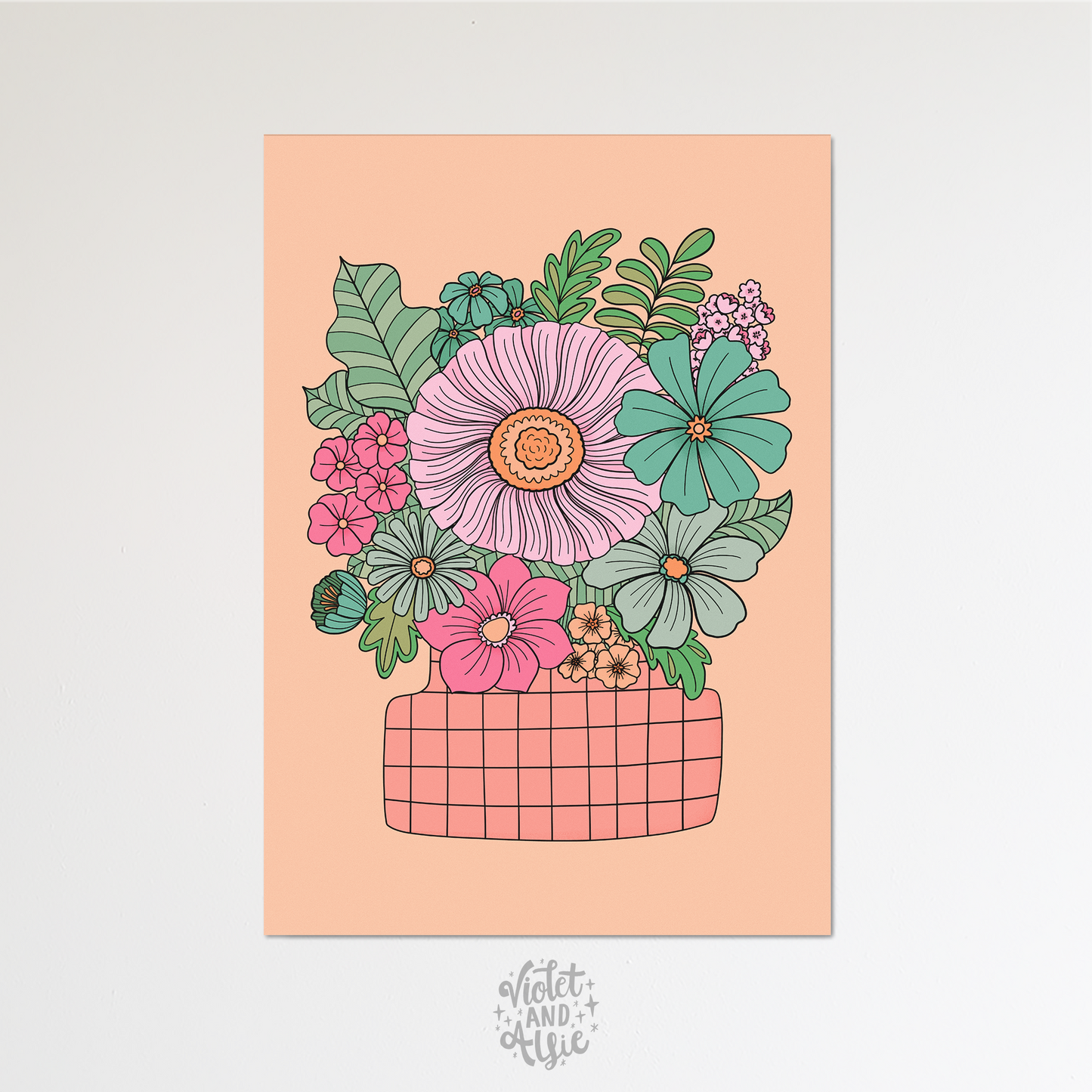 Retro Flower Vase Print