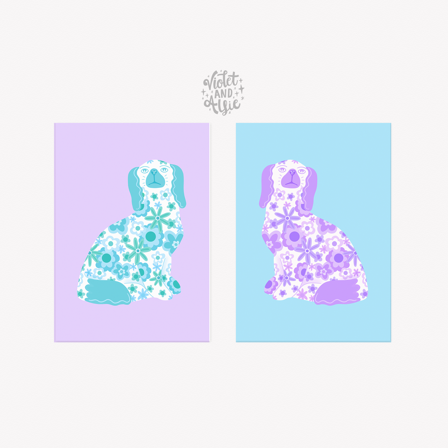 Seventies Floral Dog Prints