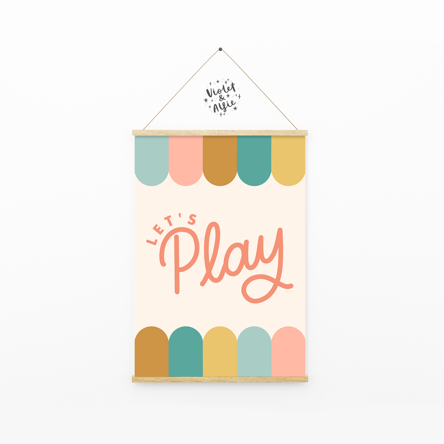 Let's play print, typographic wall art for child's bedroom or nursery,