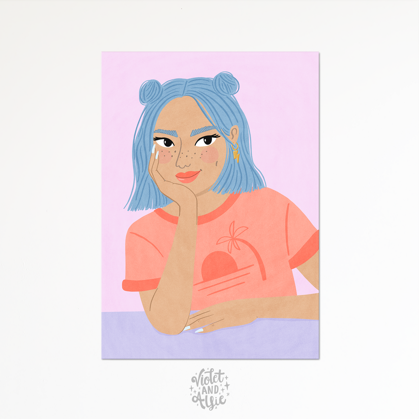 Cute Blue Hair Girl Print