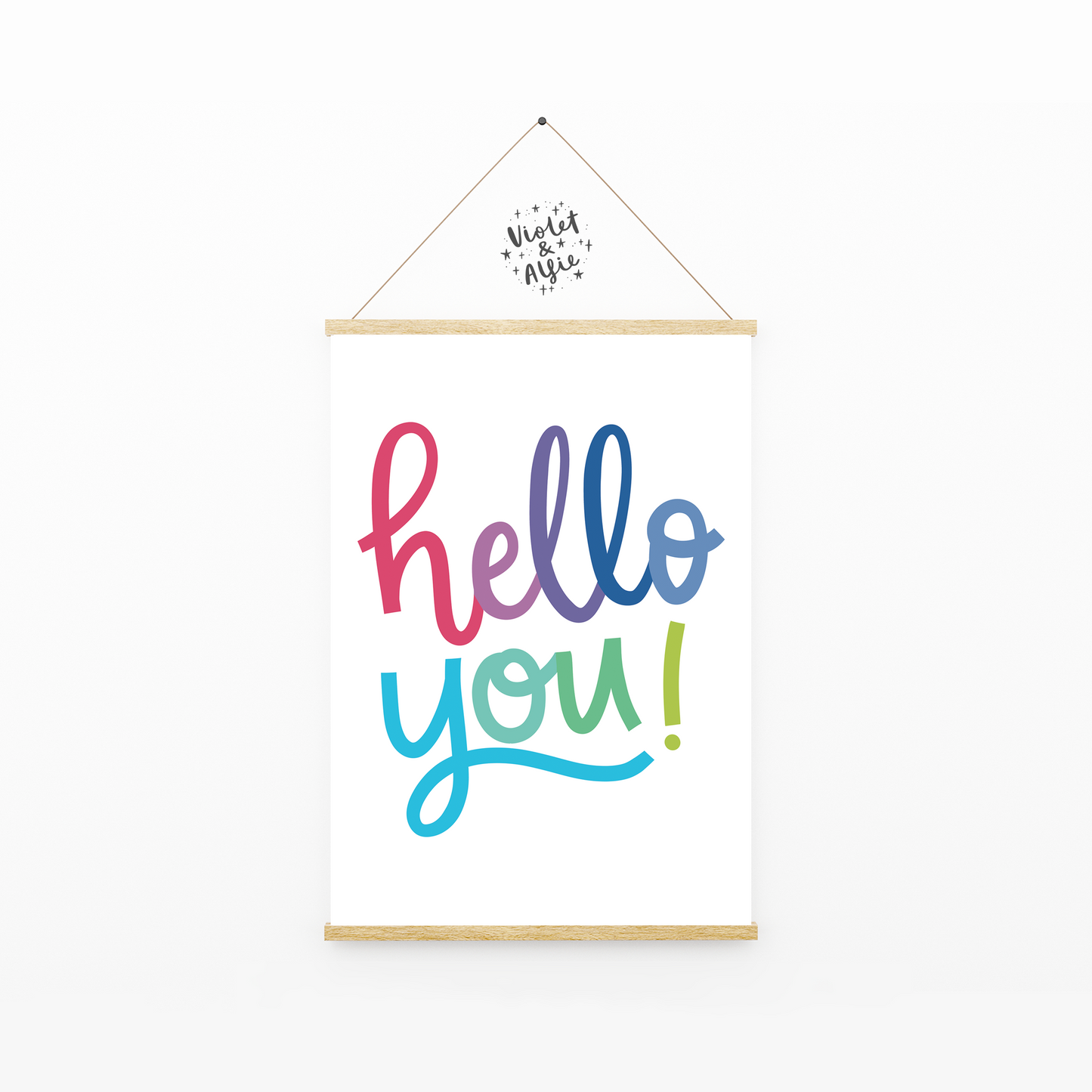 hello you, rainbow print, hallway decor, porch decor, hello print, prints for entrance hall, prints for hallway, hand lettered art, happy prints