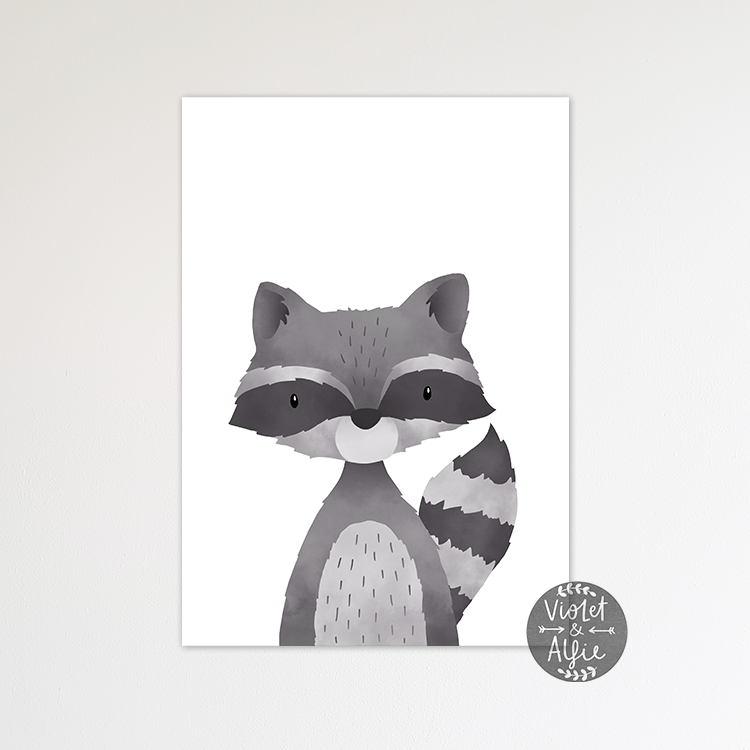 Woodland Racoon print - Violet and Alfie