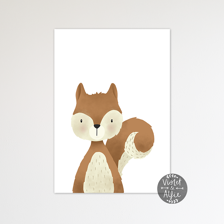 Woodland squirrel print - Violet and Alfie