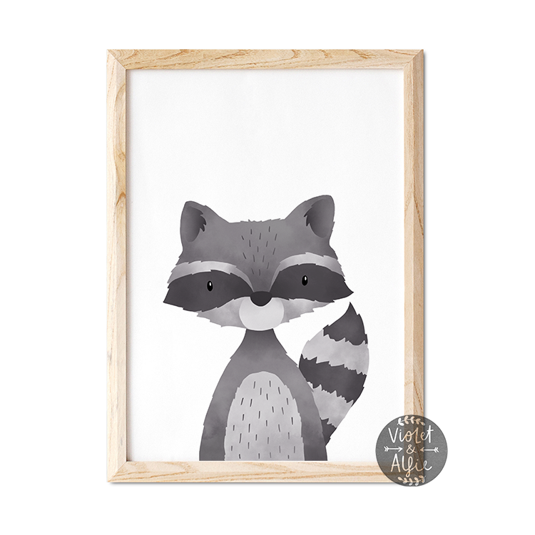 Woodland Racoon print - Violet and Alfie