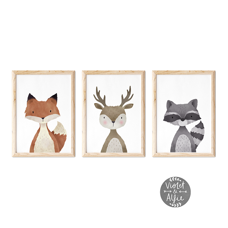 Set of six woodland prints - Violet and Alfie