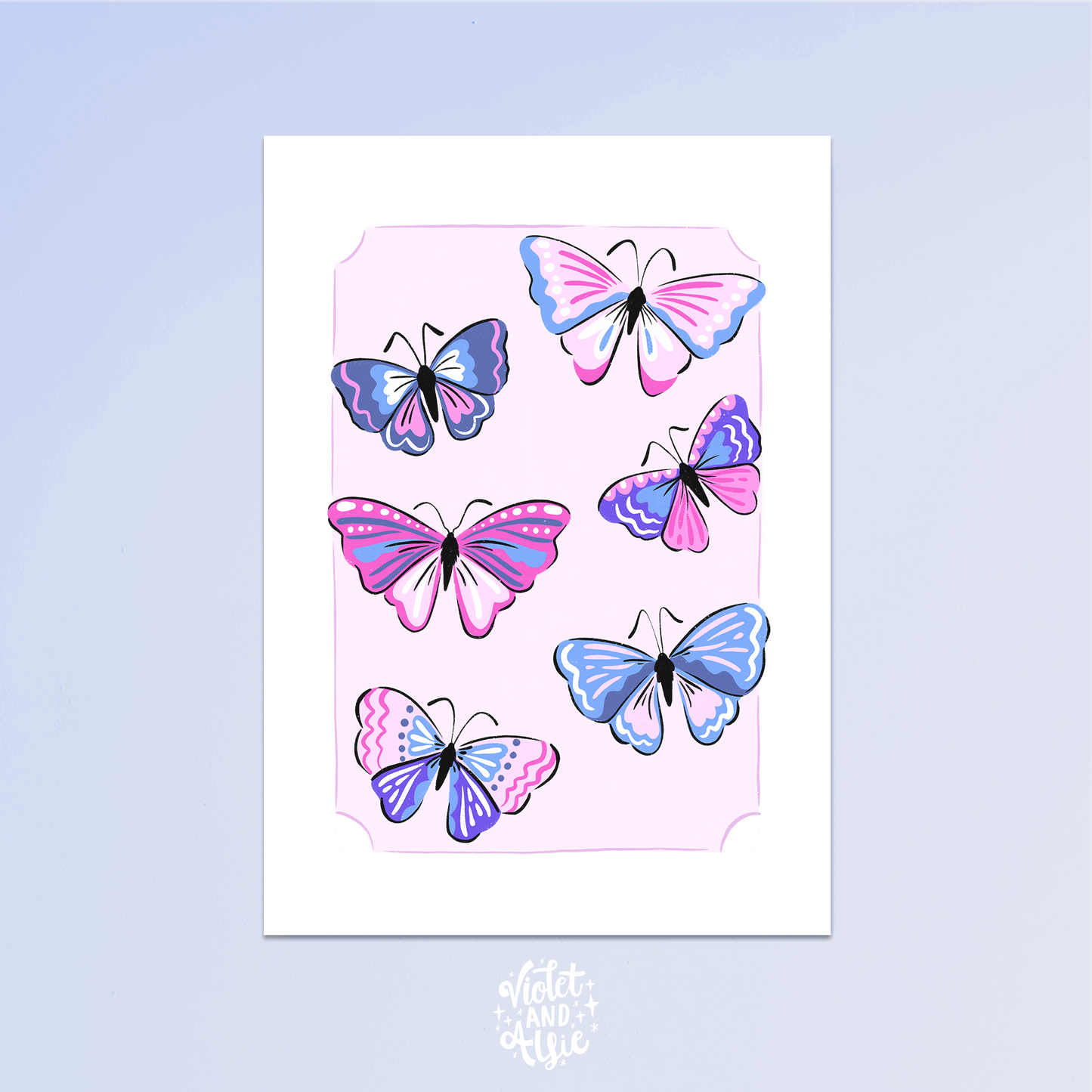 Colourful Butterfly illustration Print - Pretty Nature Themed Art