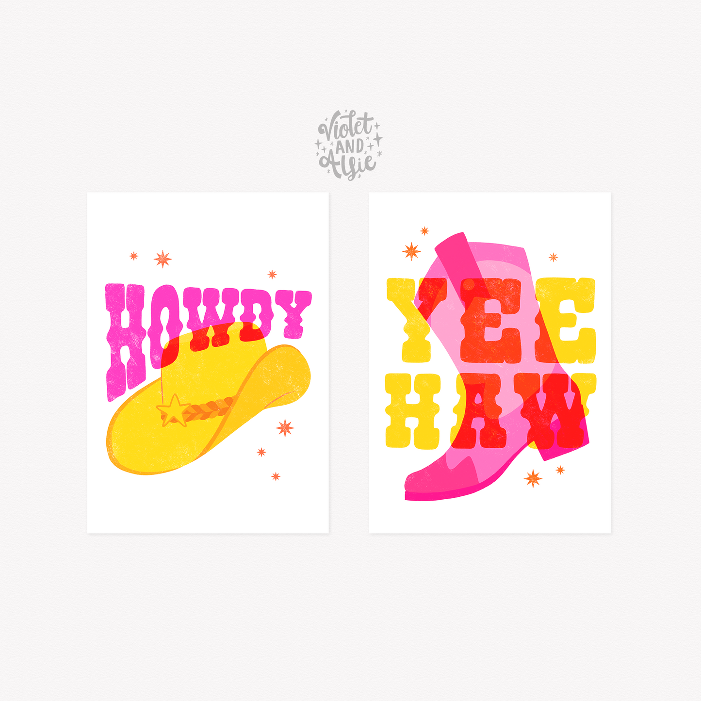 Cowgirl Pair of Prints - Yeehaw - Howdy