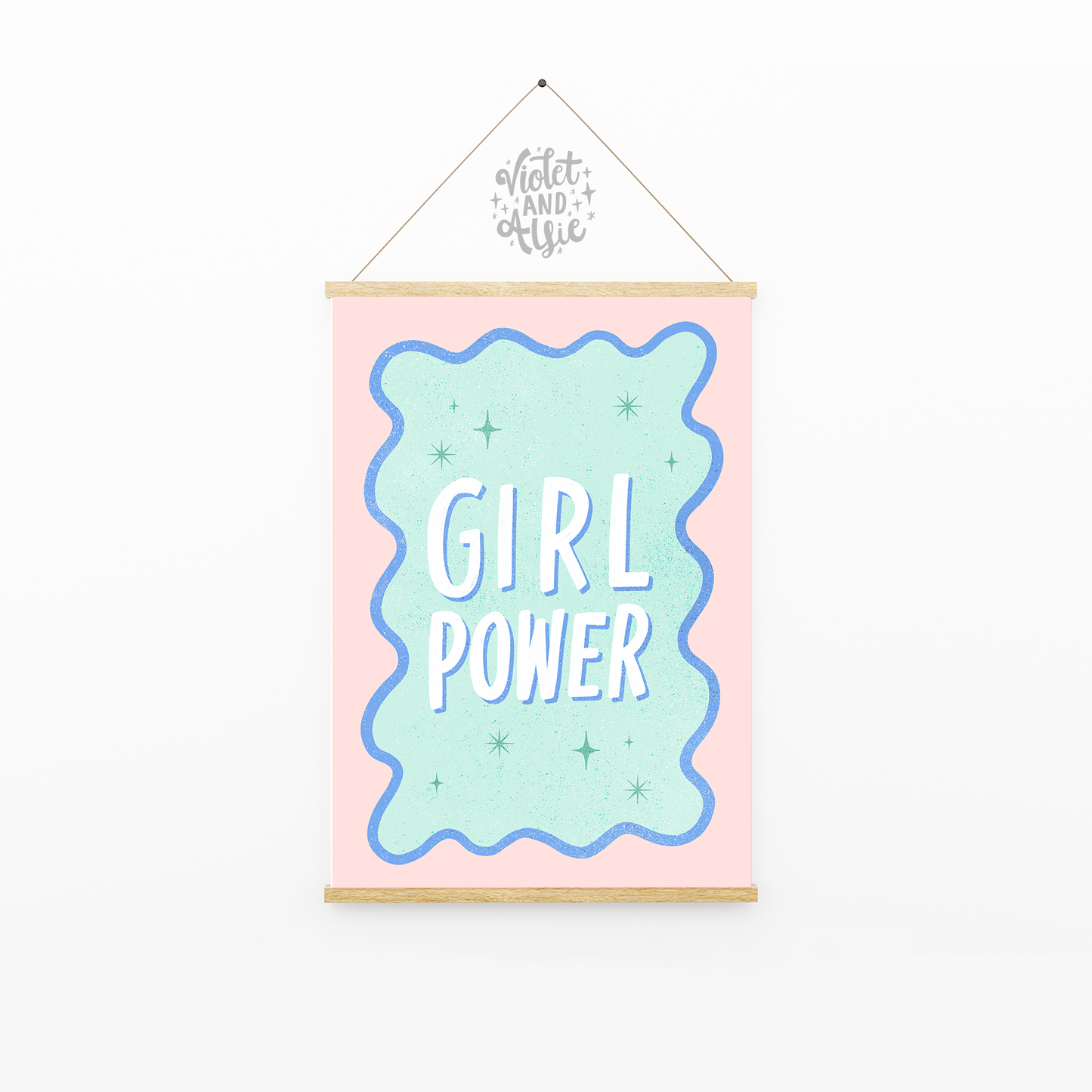 Girl Power Print - Pink and Mint Wall Art