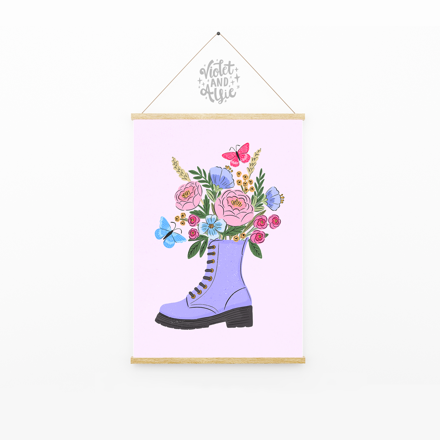 Classic Boot with Flowers Illustration