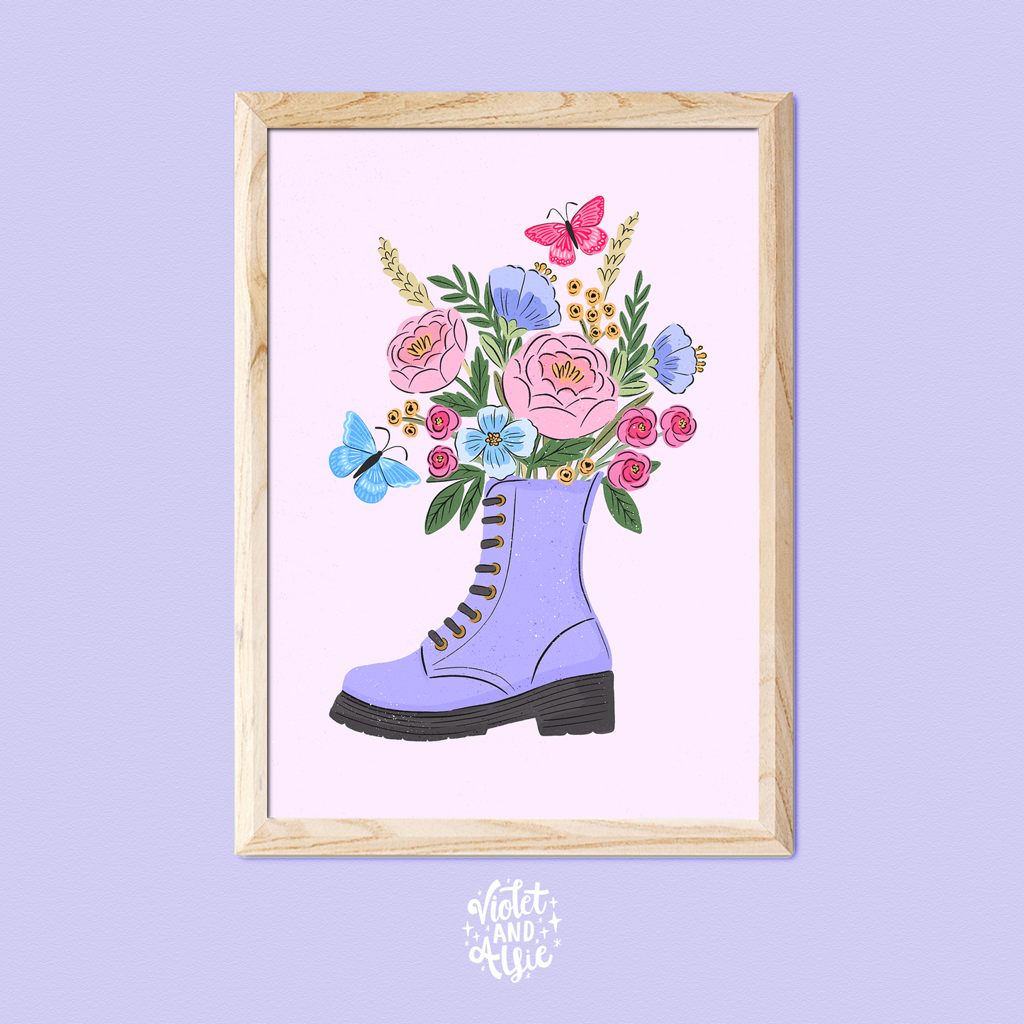 Classic Boot with Flowers Illustration