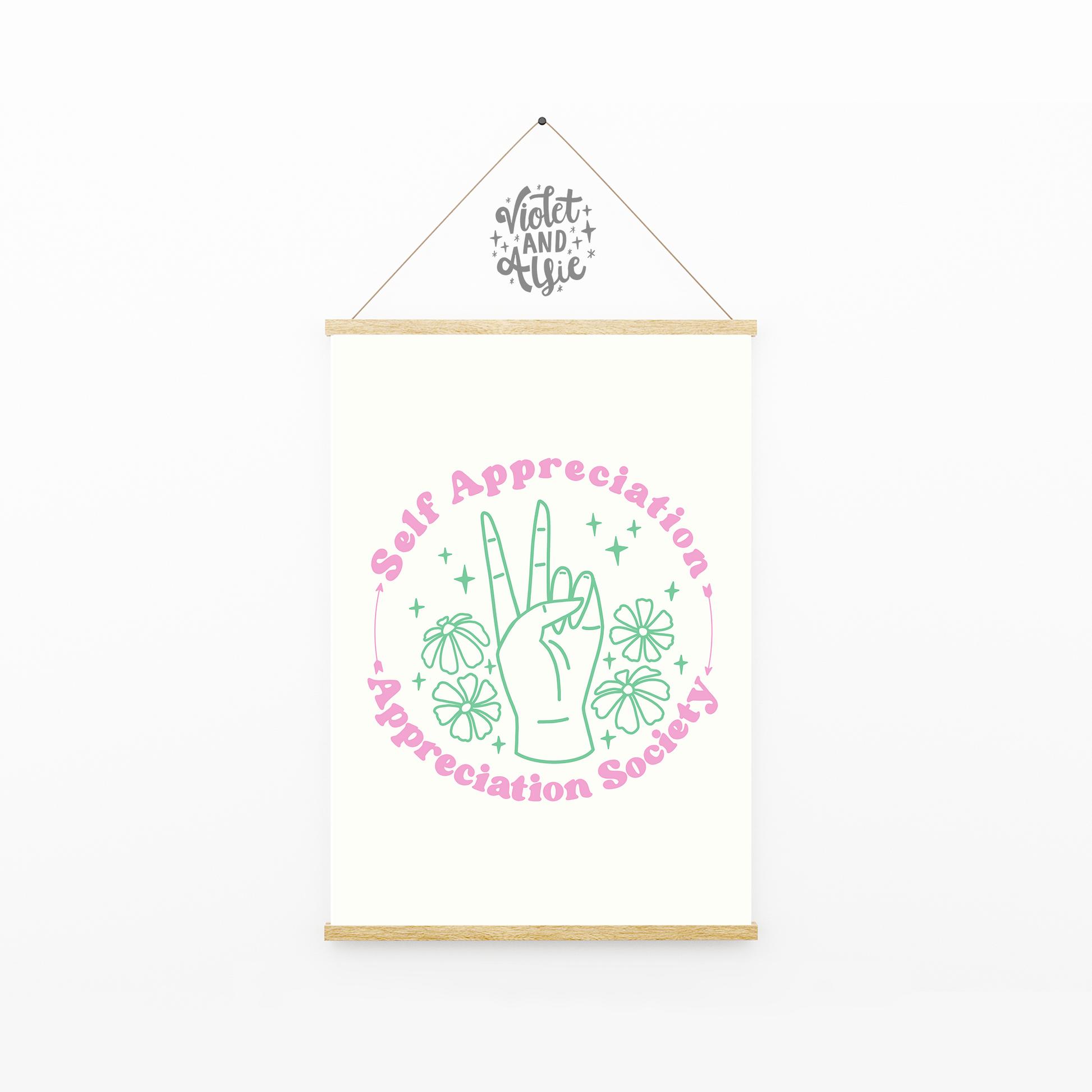 Self Appreciation Appreciation Society' This bright and positive print is a little reminder to love and appreciate your sweet self!  Self Appreciation Society Print, Positivity Poster, Feminist Print, Prints For Women, Confidence Gift, Encouragement Gift, Peace Sign Hand Illustration 