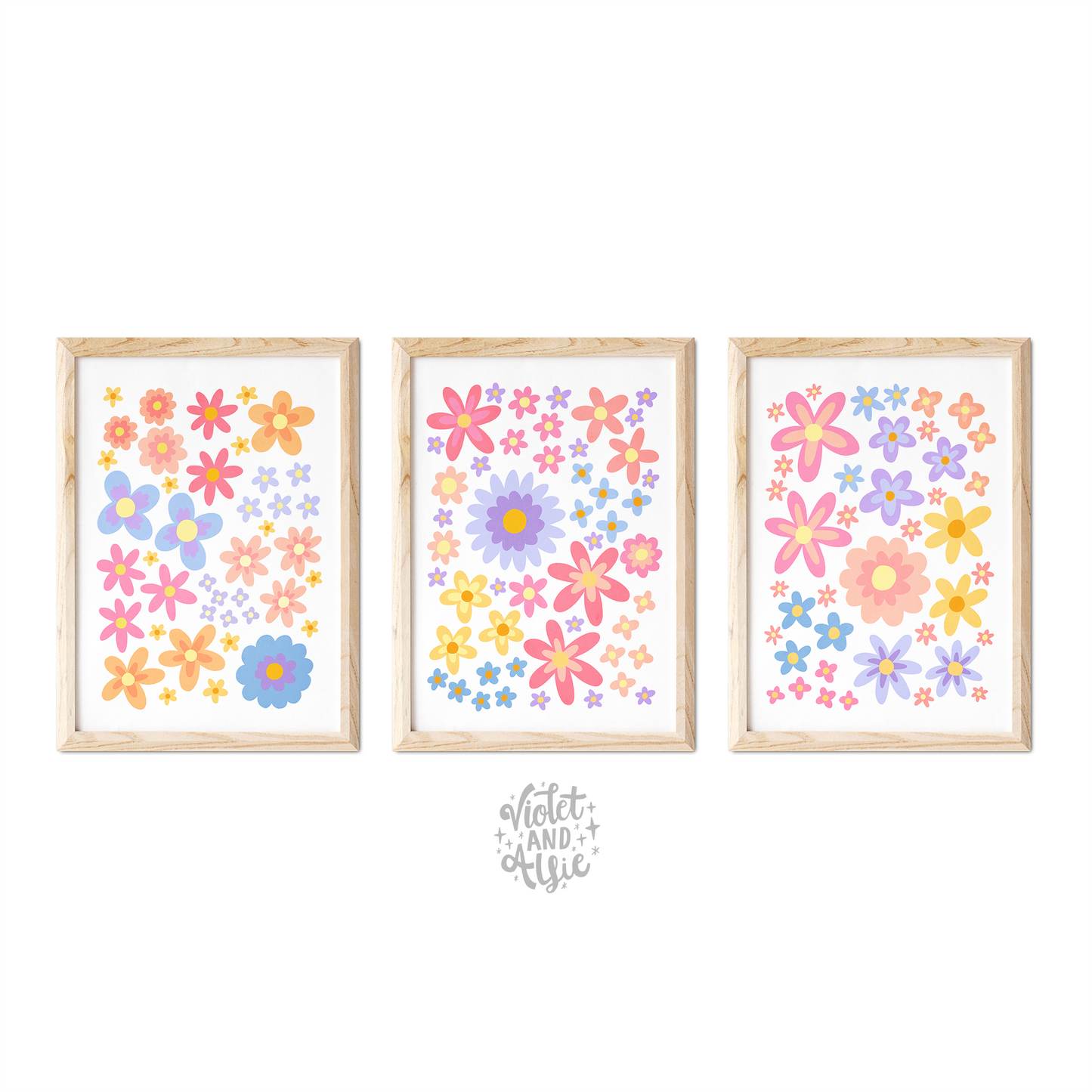 Pastel Flowers Print Set