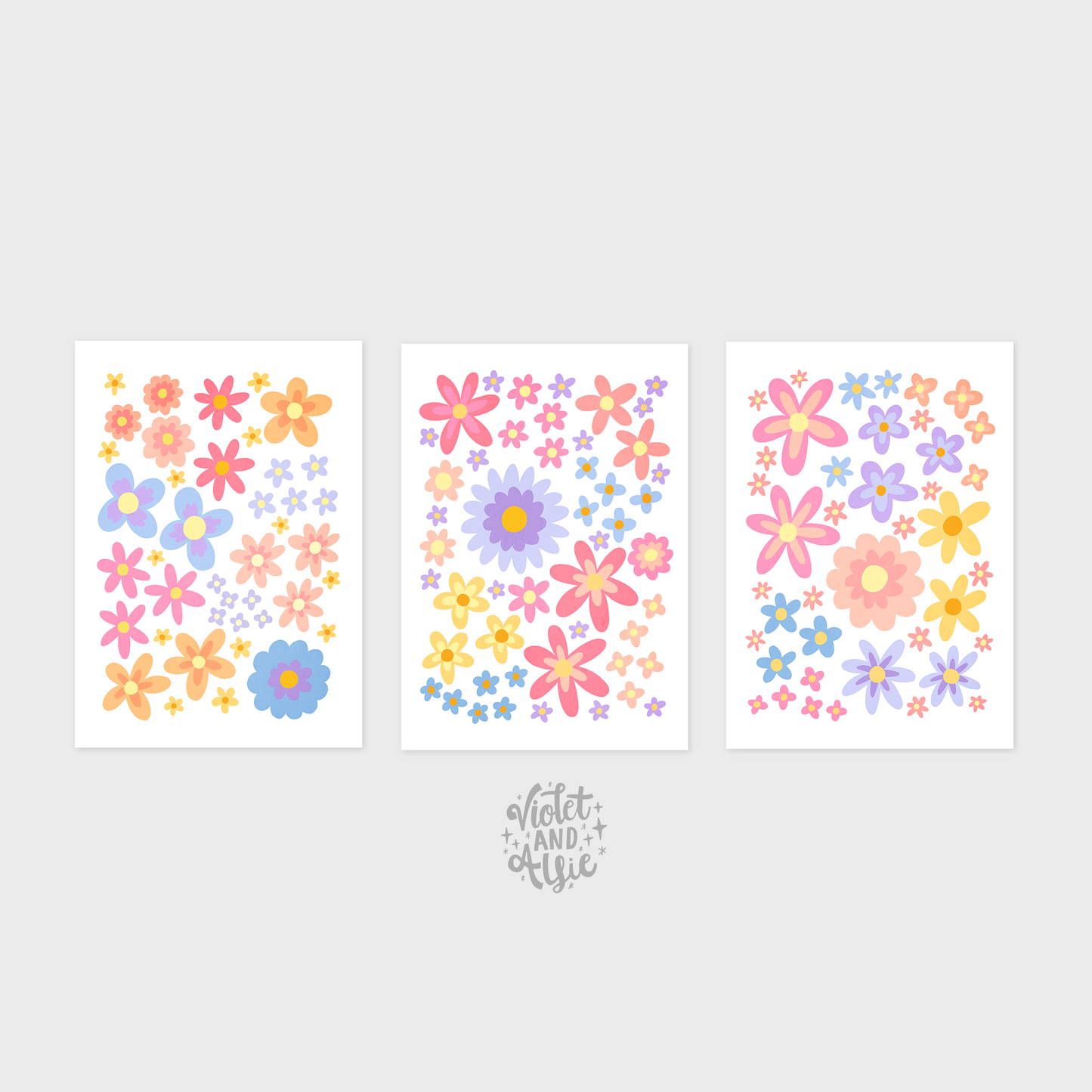 Pastel Flowers Print Set