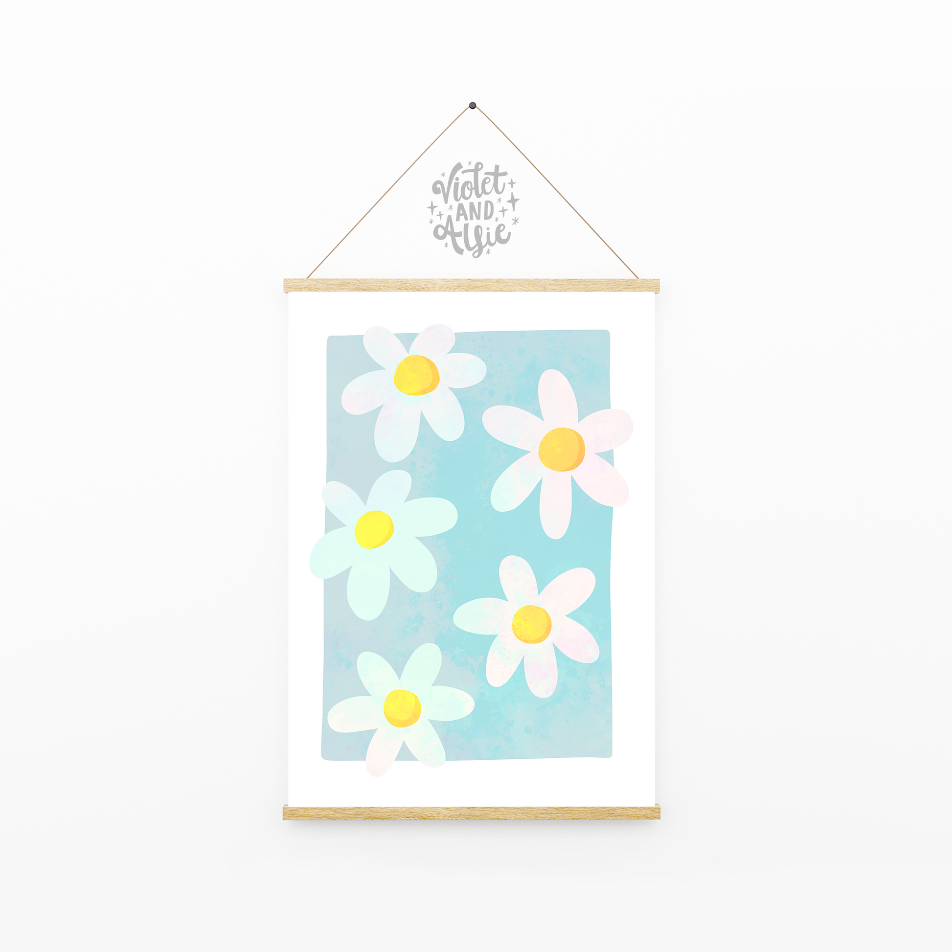 This pretty blue daisy print is fab to brighten up any space. Retro Daisy Print, Simple Flower Wall Art, Pastel Blue Home Decor, botanical daisy print, flower illustration art, Bold flowers wall art, daisies poster, floral wall print, fresh summer decor, daisy flower art prints, flower market prints, colourful decor 