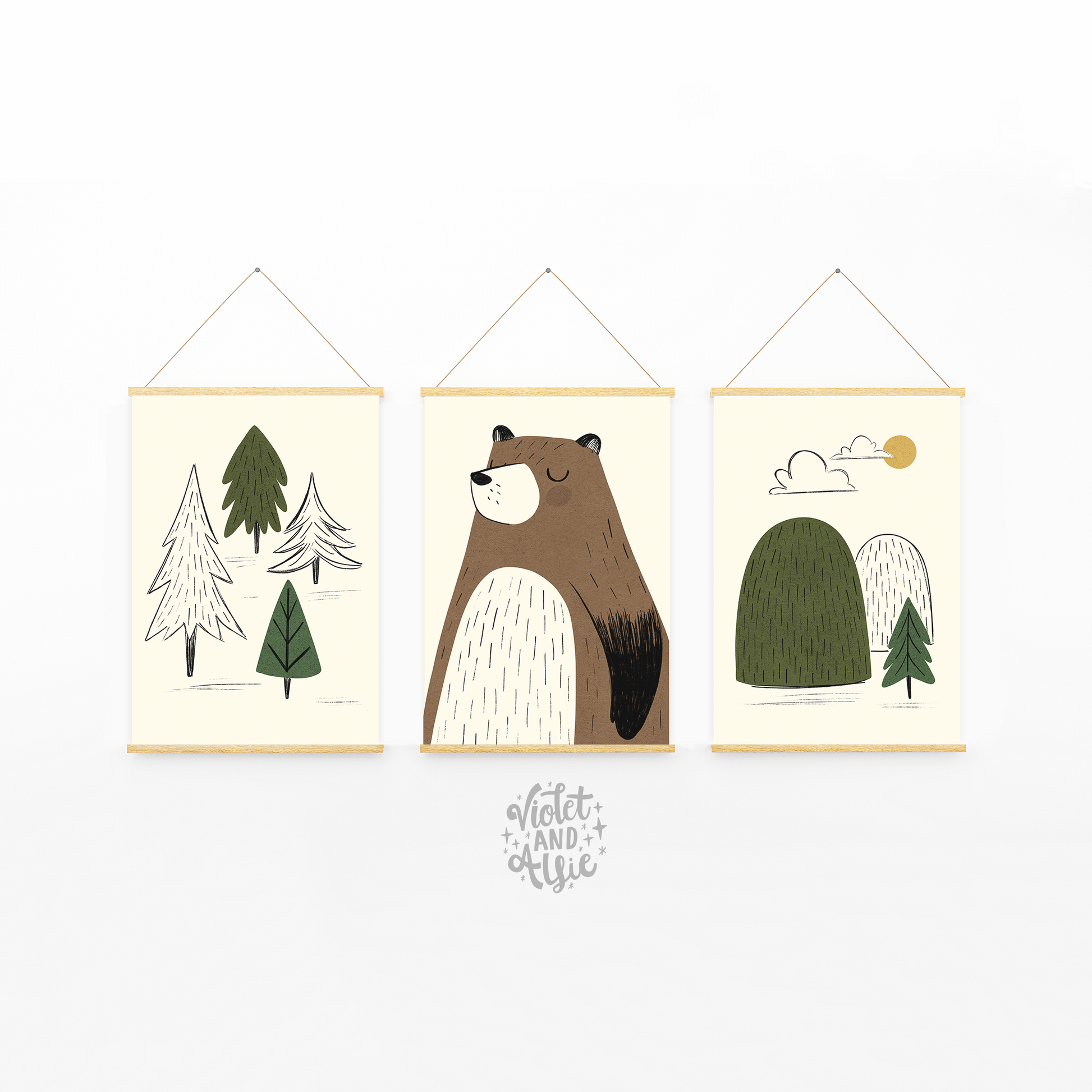 woodland themed kid's bedroom decor, adventure nursery, forest playroom, Cute Retro Bear, Children's Print Set, Woodland Kids Room, Nursery Art, Nature Nursery Prints, Set of 3 Wall Art, Adventure themed prints