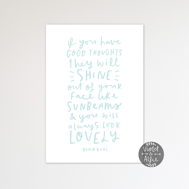 Roald Dahl sunbeams quote print - Violet and Alfie