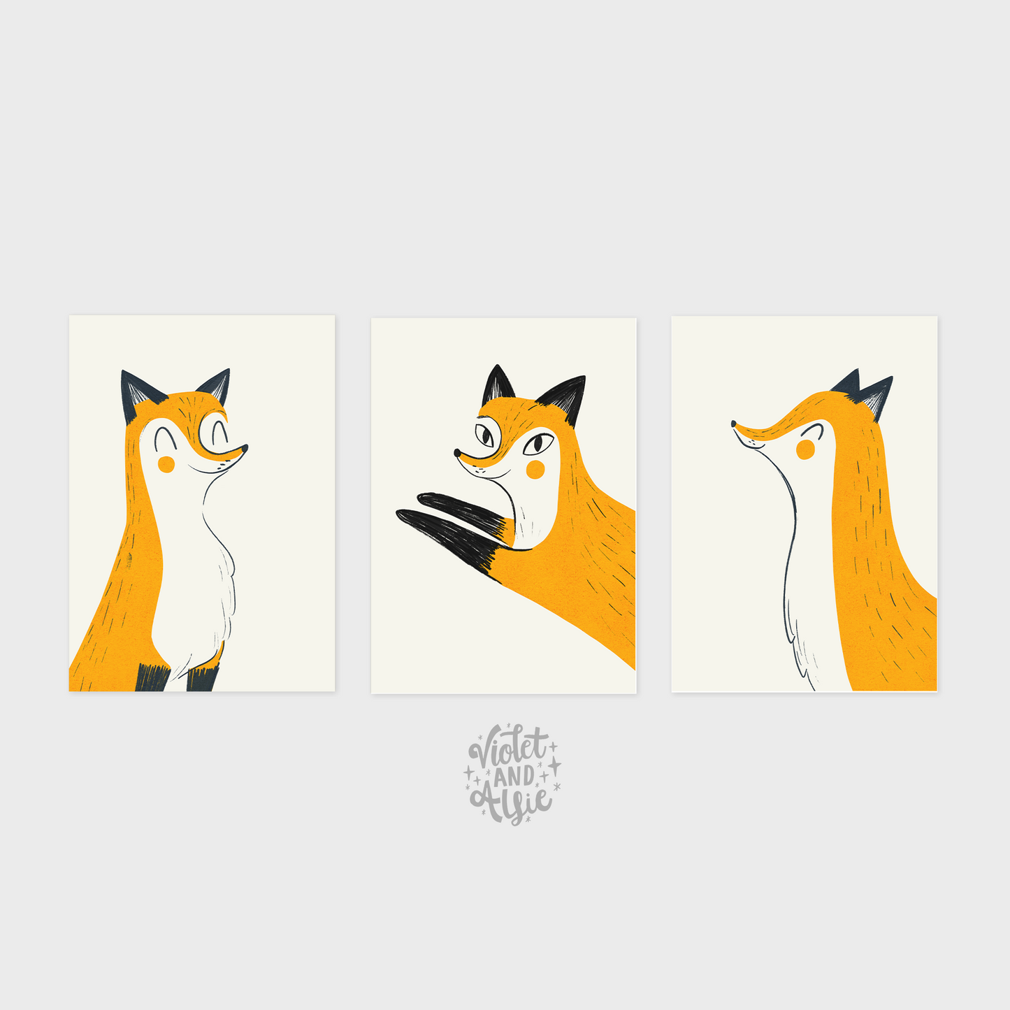 Set of 3 Fox Prints