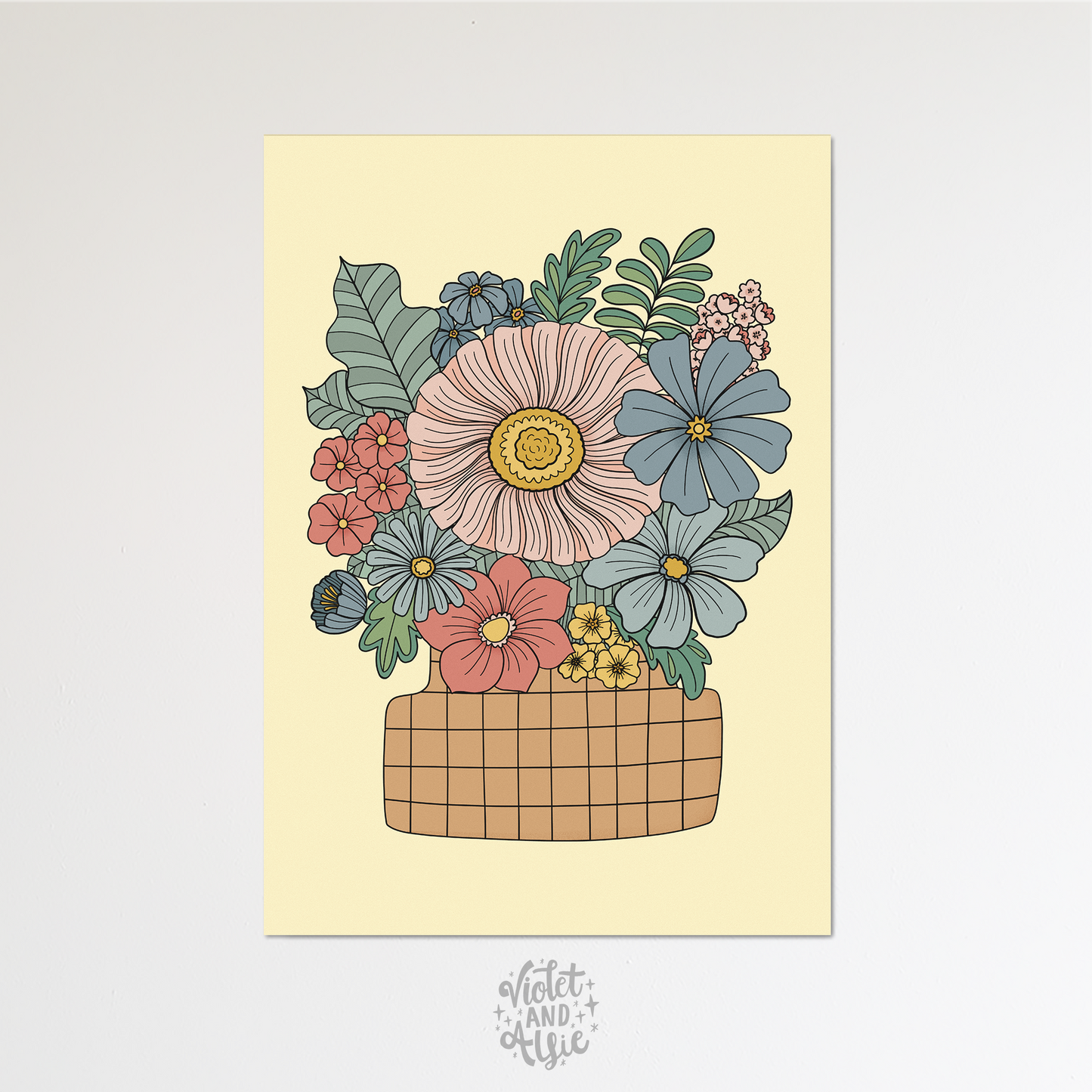 Retro Flower Vase Print