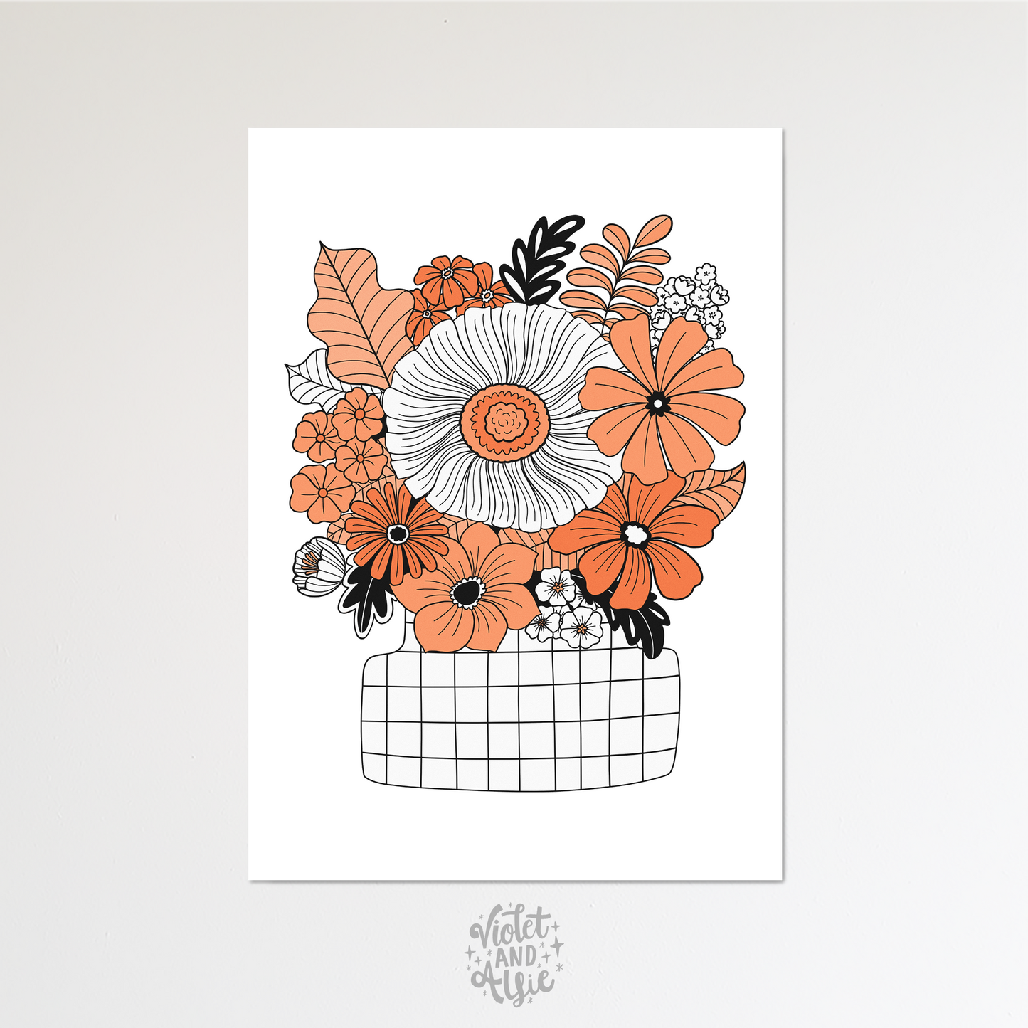 Retro Flower Vase Print
