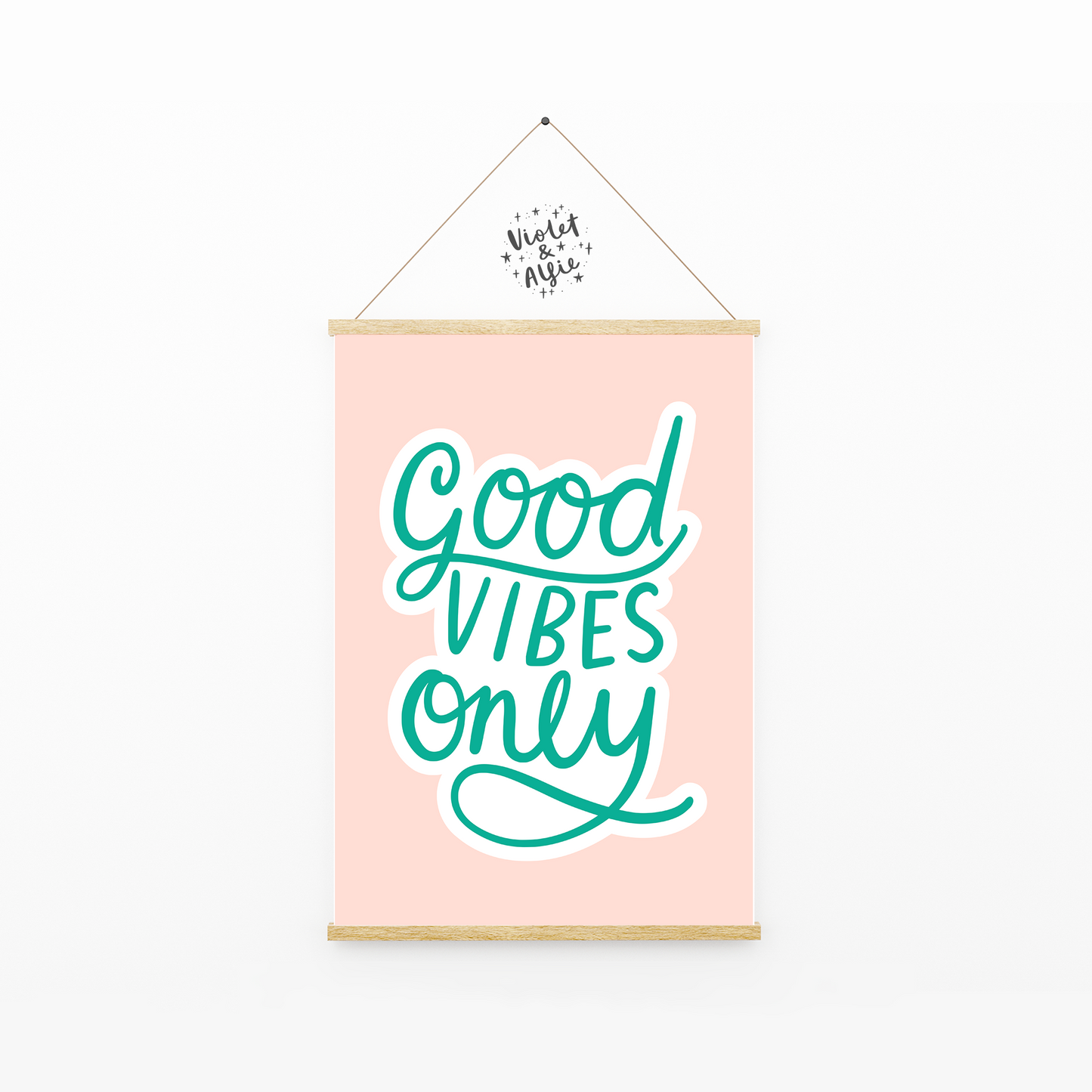 Good vibes only print, positivity quote, positive prints, colourful wall art, pastel home decor, happy prints