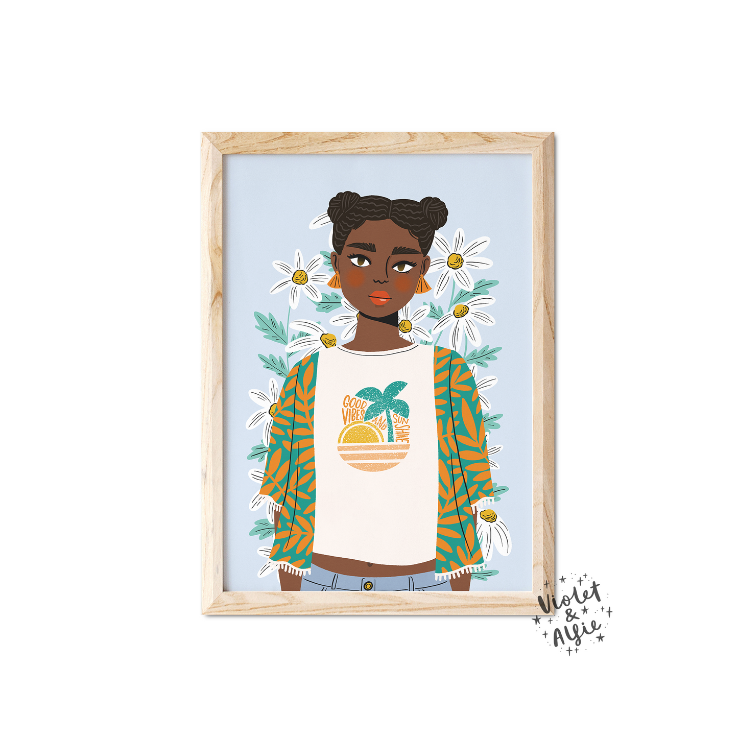 Girl and Daisies Portrait Print