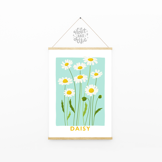 botanical daisy print, flower illustration wall art, British flowers, daisies poster, floral wall prints, fresh summer decor, daisy flower art prints 