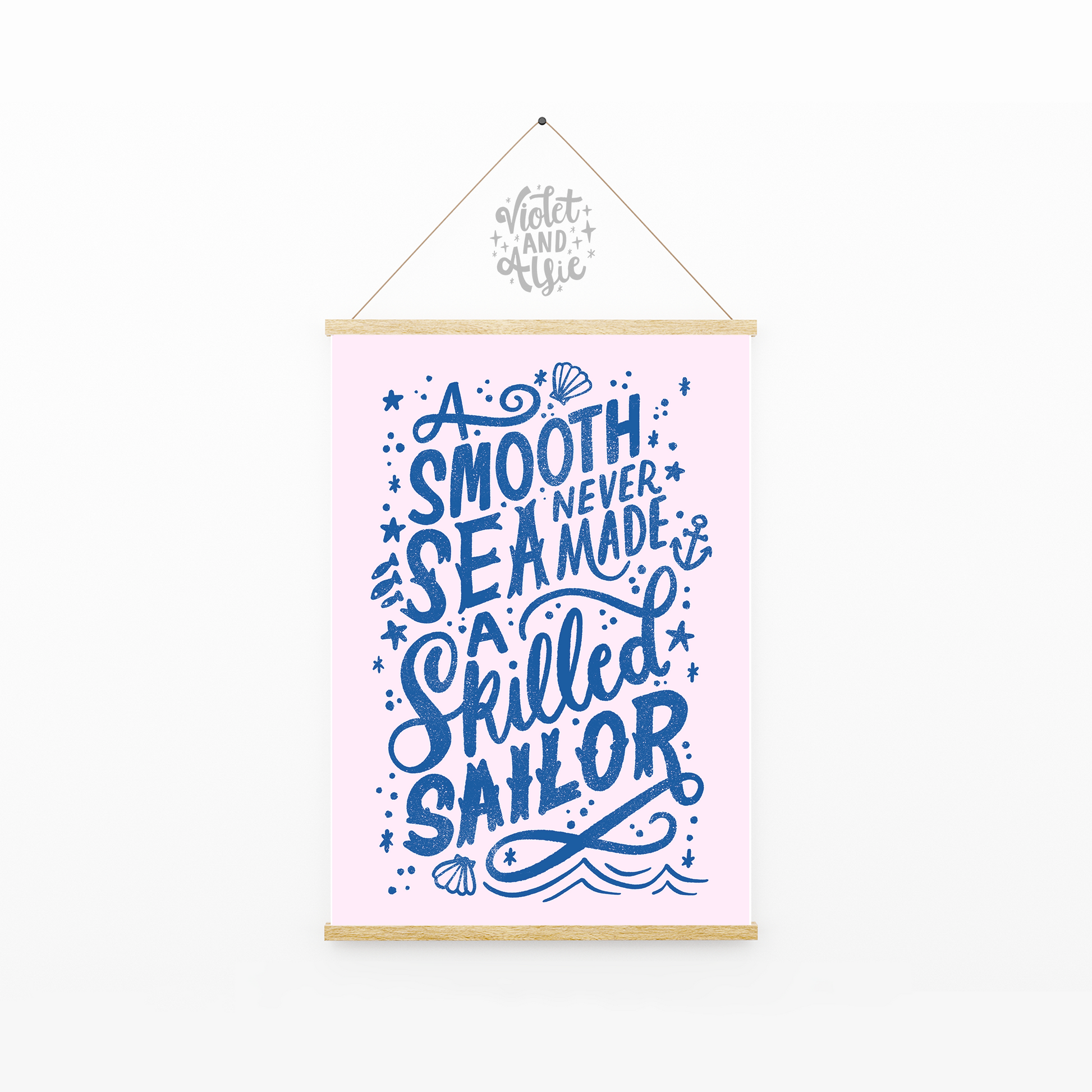 "A smooth sea never made a skilled sailor" This gorgeous pink and blue typographic print makes a thoughtful gift for anyone that might be needing a little encouragement or is going through a rough patch. empowering quote, mental health poster, send a smile, mental motivation, inspirational quote, quote prints
