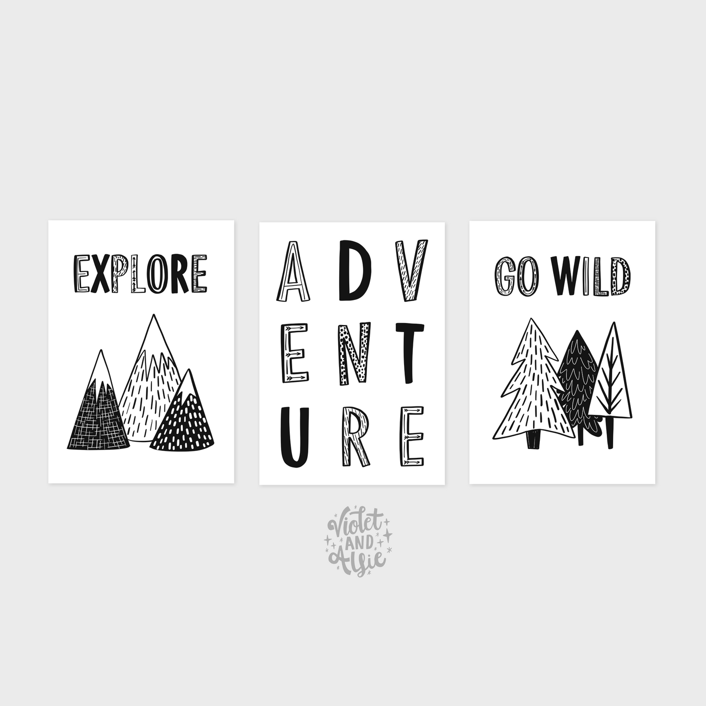 Monochrome Adventure Print Set