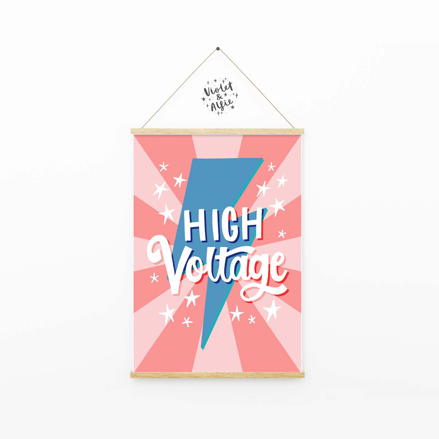 high voltage print, bold prints for your home, lightening bolt print, playful colourful decor, bold fun gallery wall art