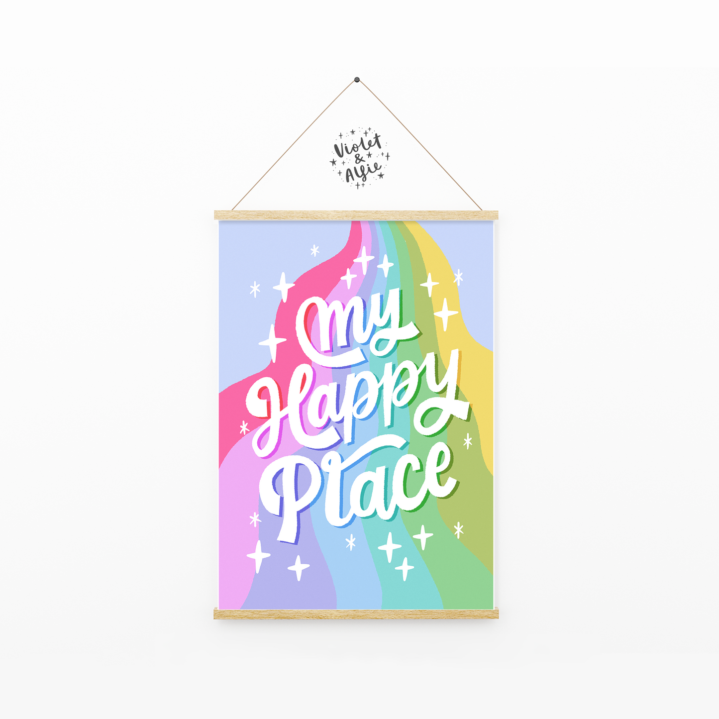 My happy place print, colourful wall art, colourful home decor, prints for your home, bright bold wall art, happy place sign