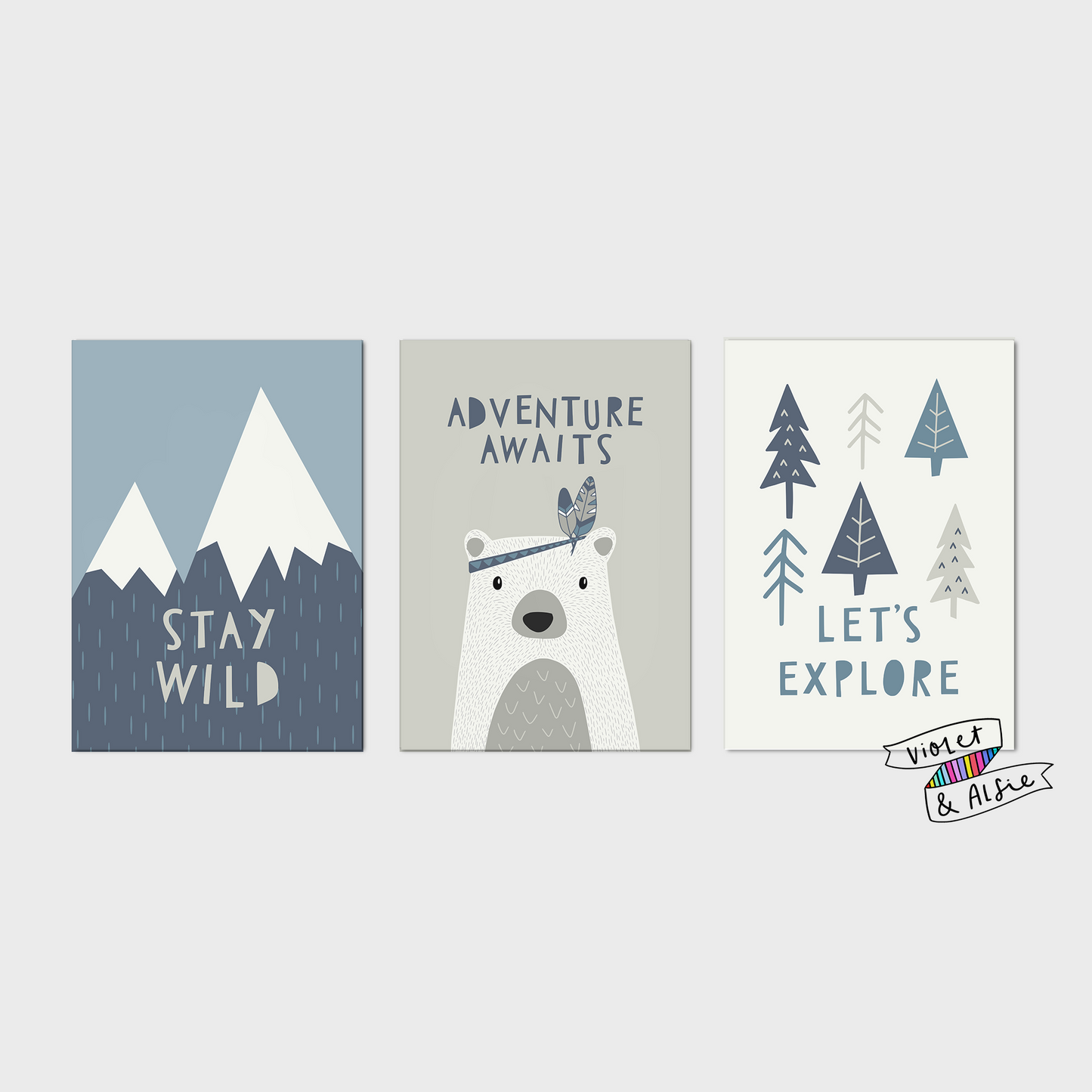Adventure Awaits Bear Print Set