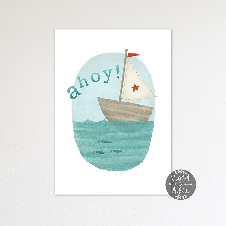 Nautical Kid's Sailboat Print - Violet and Alfie