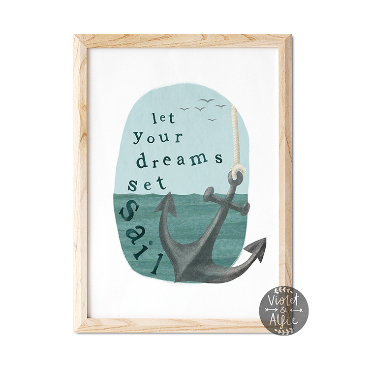 Nautical Nursery Whale Print - Violet and Alfie