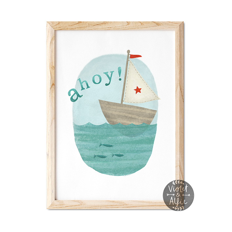 Nautical Kid's Sailboat Print - Violet and Alfie