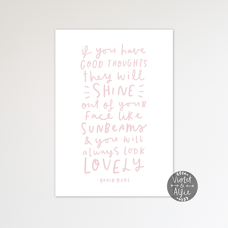 Roald Dahl sunbeams quote print - Violet and Alfie