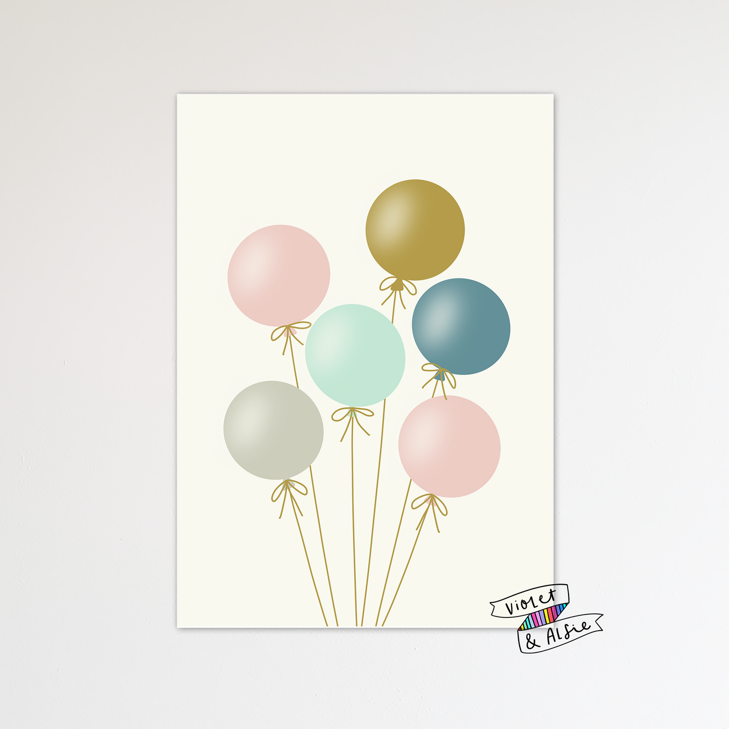 Pastel Balloons Print - Violet and Alfie