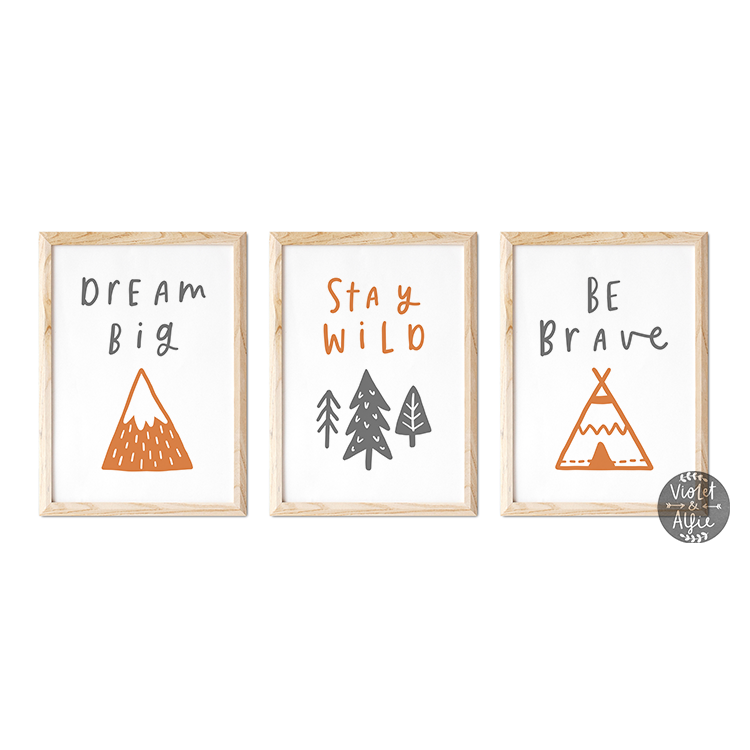 Monochrome Nursery Prints, Adventure Wall Art, Black and White Kid's Decor - Violet and Alfie