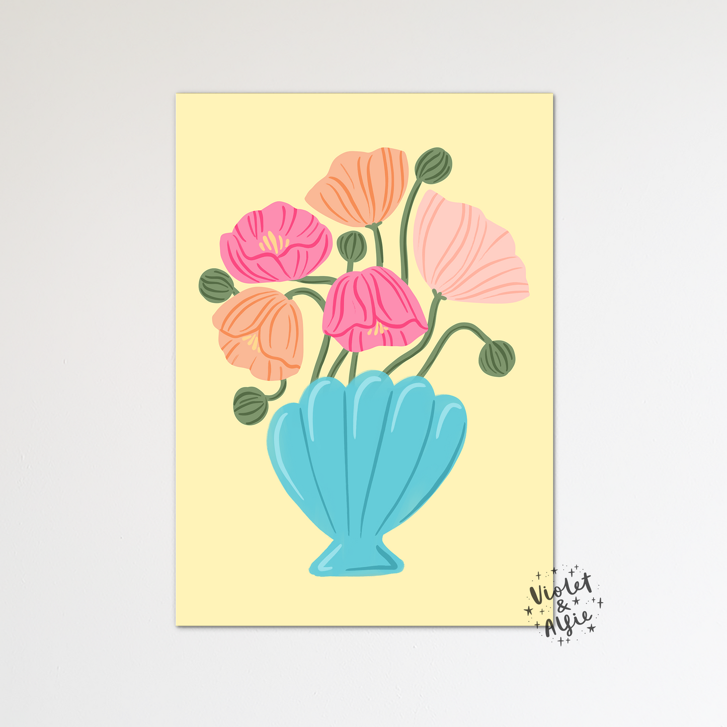 Shell Vase Poppy Print