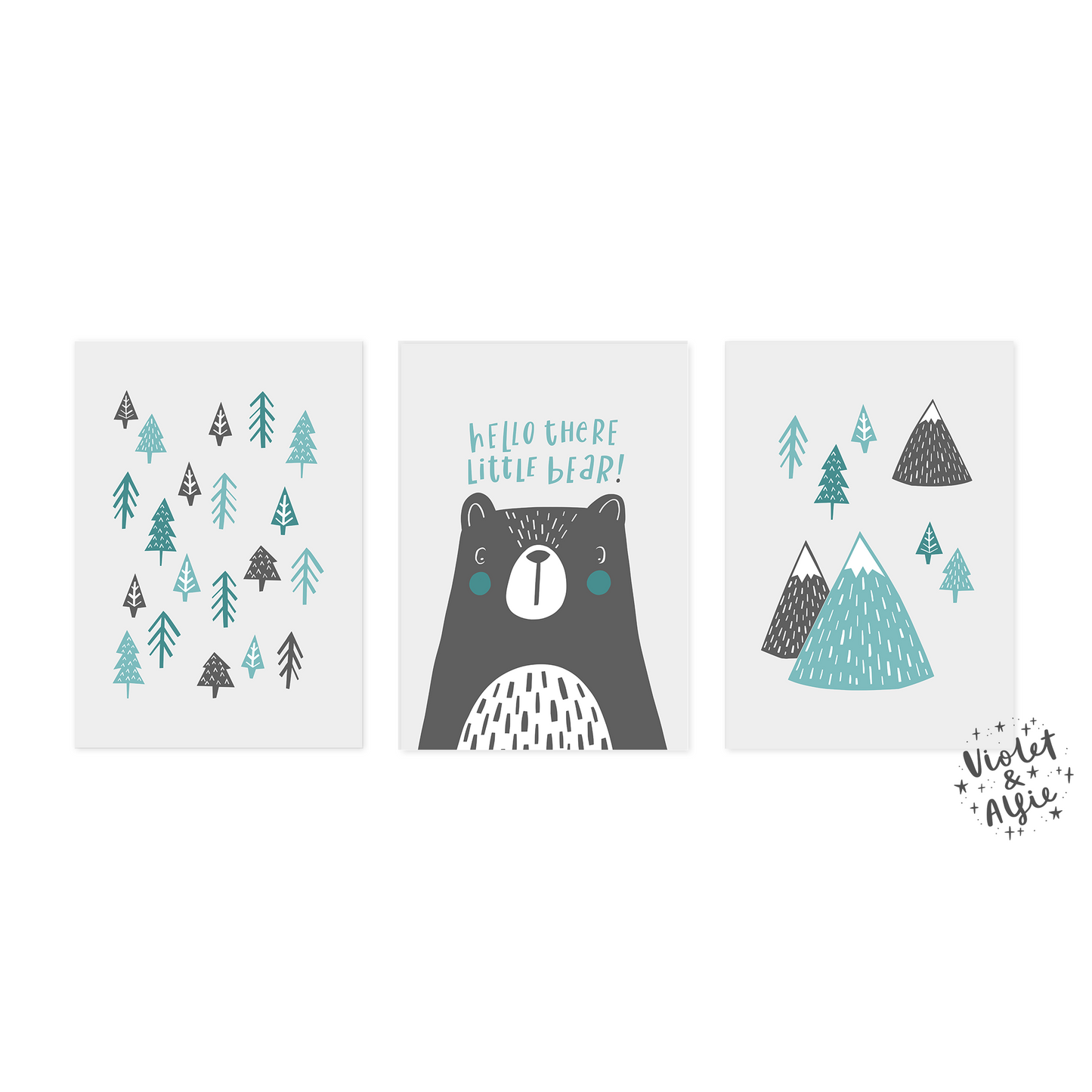 Mountains and Bear Print Set