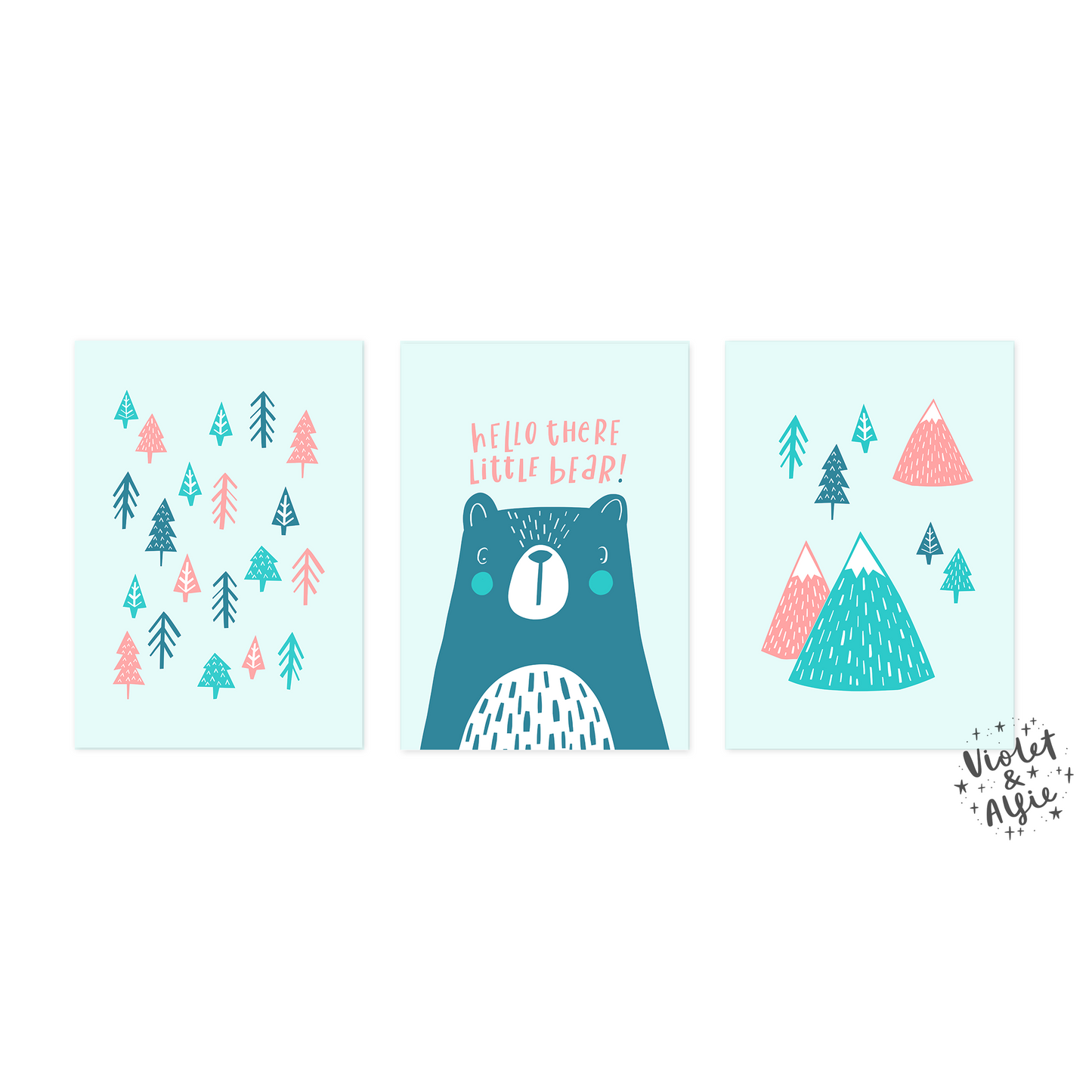 Mountains and Bear Print Set