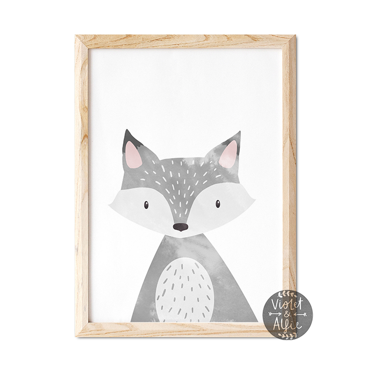 Grey fox print - Violet and Alfie
