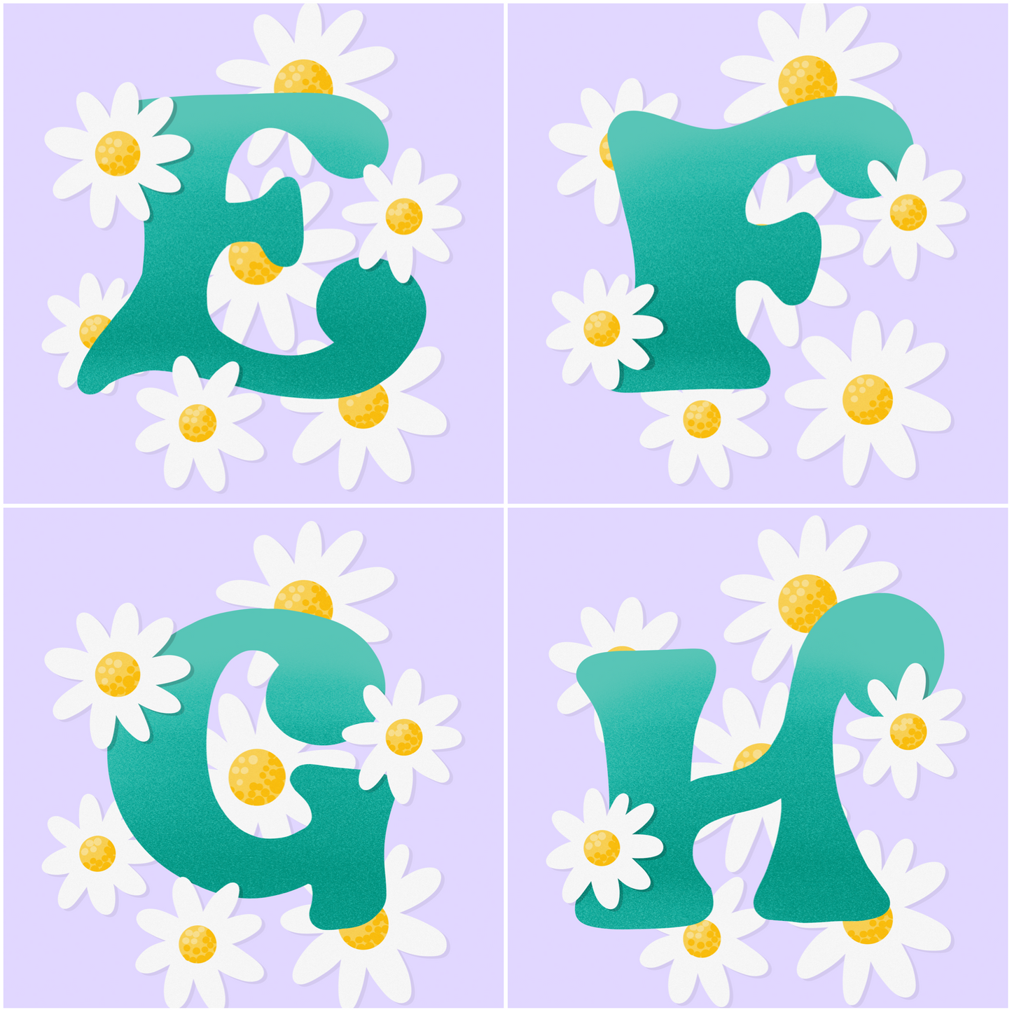 Daisy Letter Initial Print