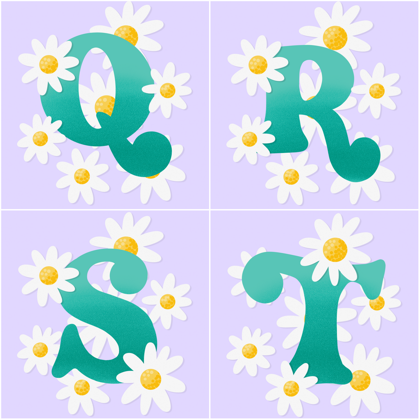 Daisy Letter Initial Print